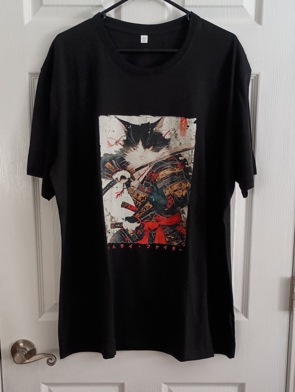 New! Samurai Cat Warrior Black 2XL T-shirt (f800)